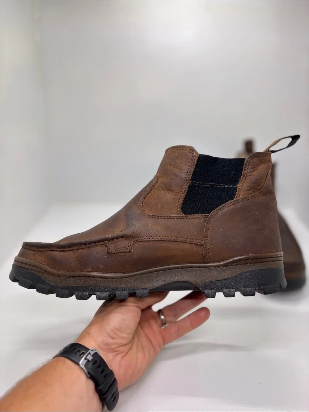 Rocky Outback Twin GTX Brown Leather Chelsea Boots Men’s 12W Waterproof Gore-Tex